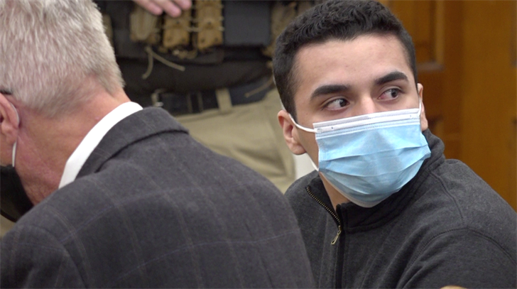 Jake Gonzalez (right) at trial in October, 2021.