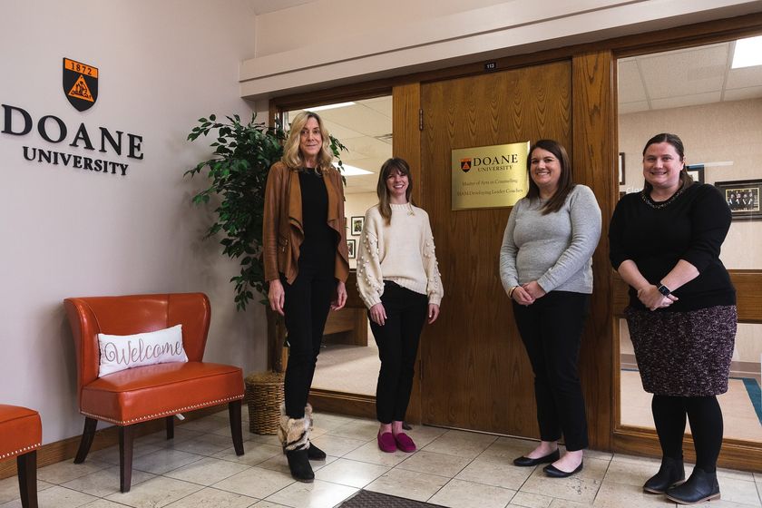 Master of Arts in Counseling (MAC) faculty (L-R) Jean Kilnoski, assistant professor of practice and clinical placement director; Courtney East, assistant professor and MAC program director; Arden Szepe, assistant professor and CACREP liason; and Andrea Mc