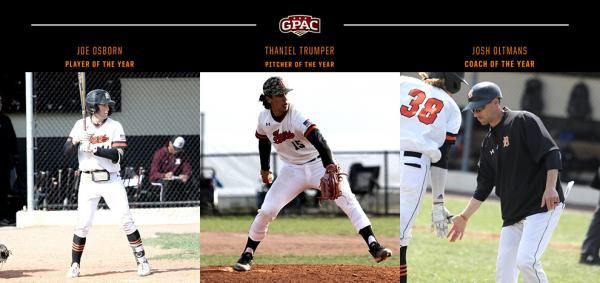 Doane's baseball team swept the individual honors in the GPAC, earning the Coach, Player and Pitcher of the Year Awards.