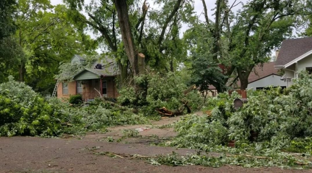 Damaged neighborhood in Wymore