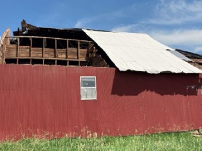 Tornado damage to barn