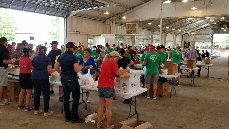 Serving in the main livestock barn