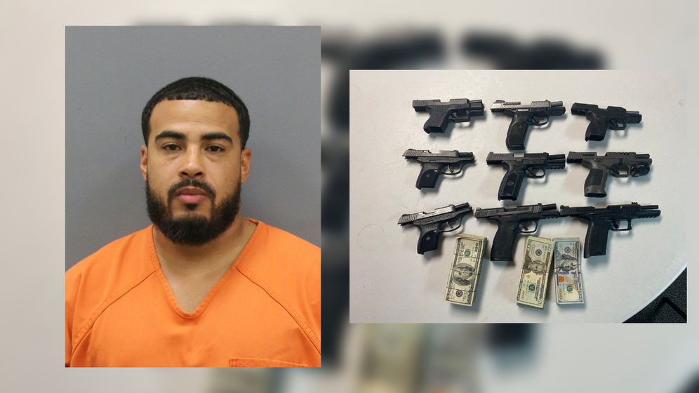 Demitris Bow and the nine guns found in his possession according to the Seward County Sheriff's Office.