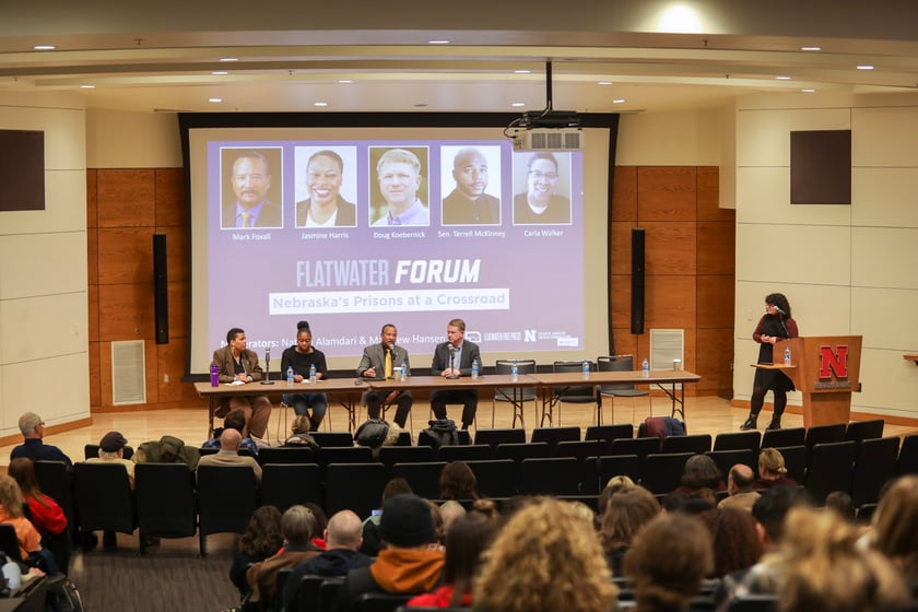 Panelists discussed overcrowding, programming, overtime and other prison-related issues at a Flatwater Forum hosted by the University of Nebraska College of Journalism and Mass Communication Wednesday, November 16.