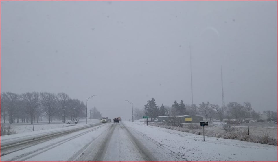 Snowy conditions along U.S. 136