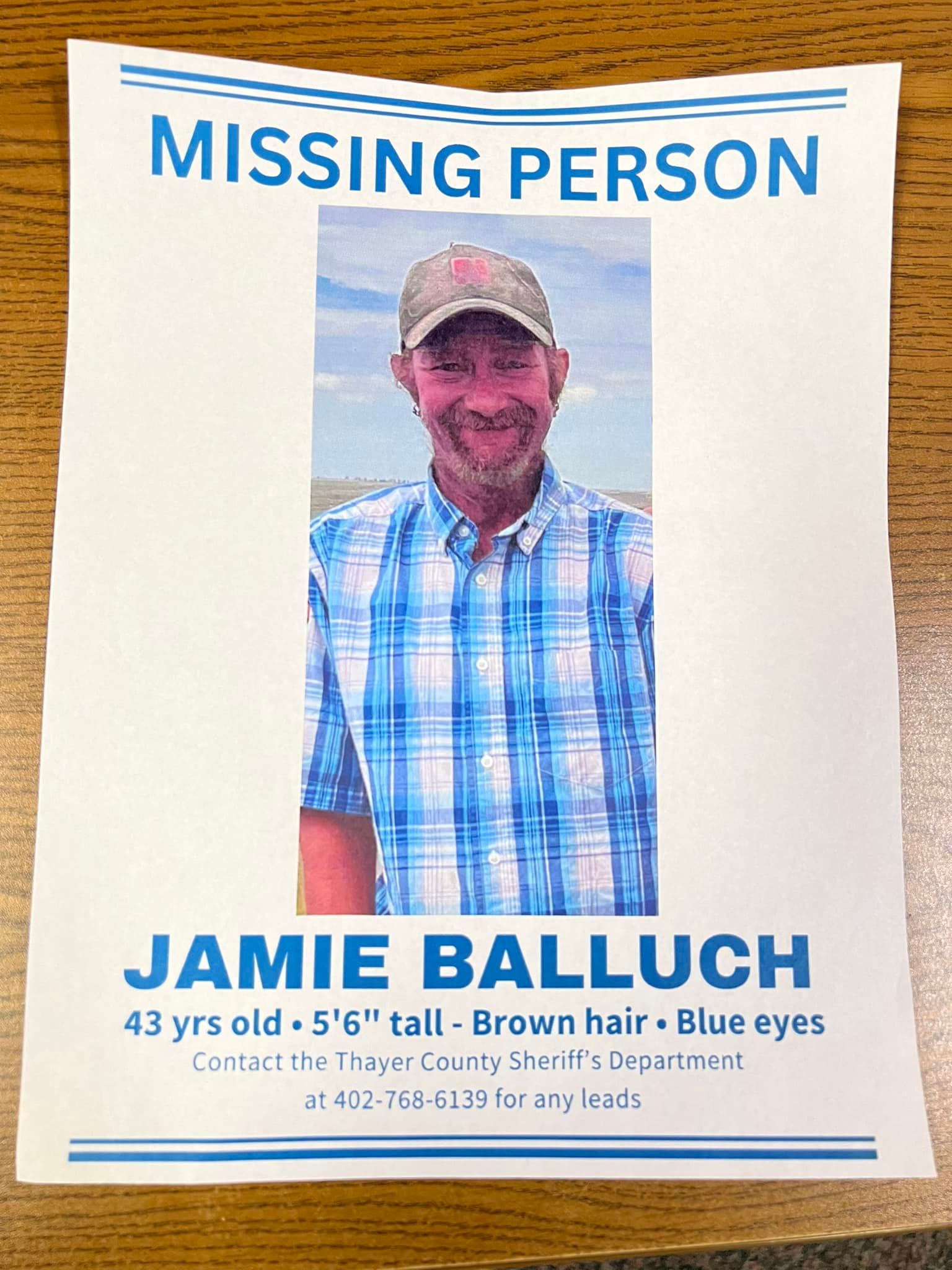 Thayer County Sheriff looking for man missing from Bruning area RIVER