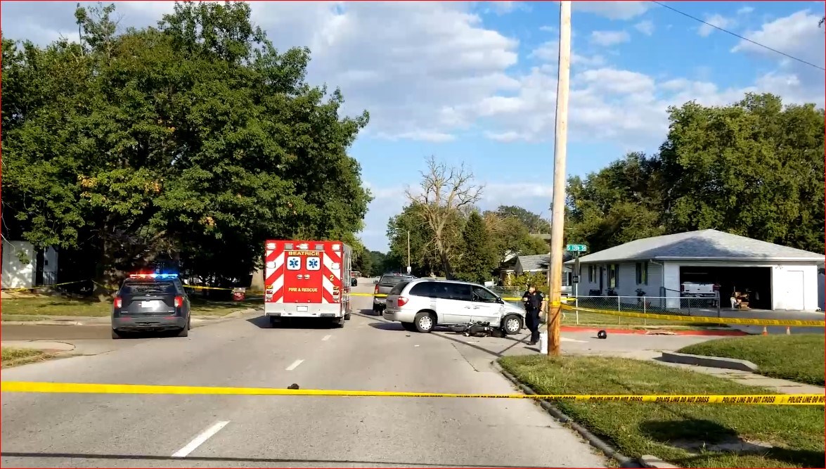 Motorcycle and van collide in Beatrice rider airlifted to Linc