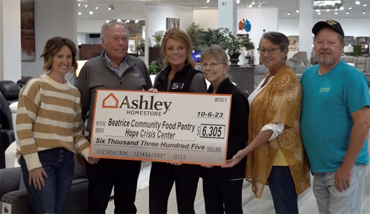 Ashley Homestore provides check to Hope Crisis Center Beatrice