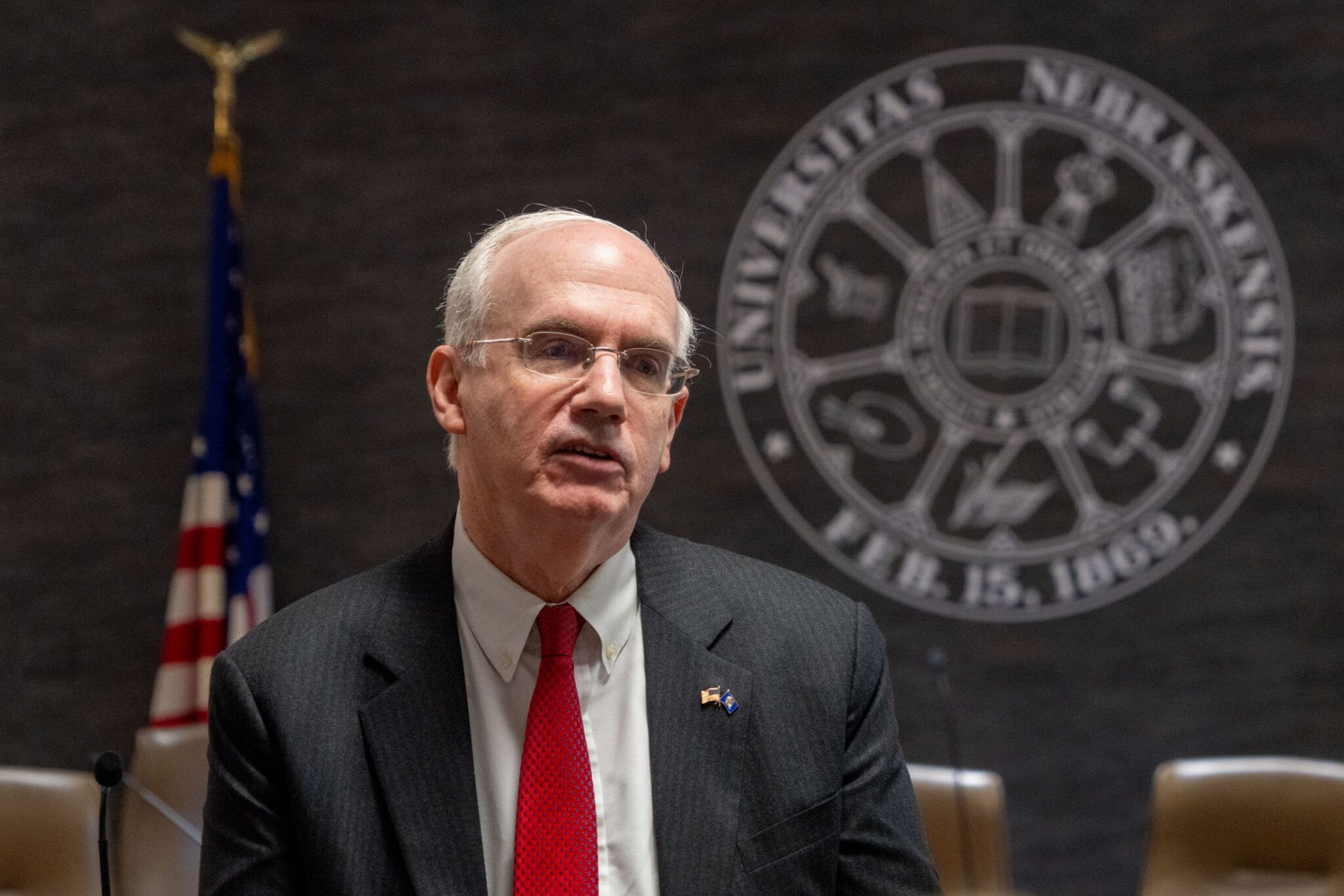 Dr. Jeffrey Gold, priority candidate for president of the University of Nebraska, completed nine campus forums across Lincoln, Omaha and Kearney during a 30-day public vetting period for NU’s top role that ends April 19. April 15, 2024.