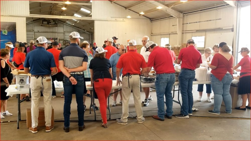 Serving at the Ag Appreciatoin barbeque