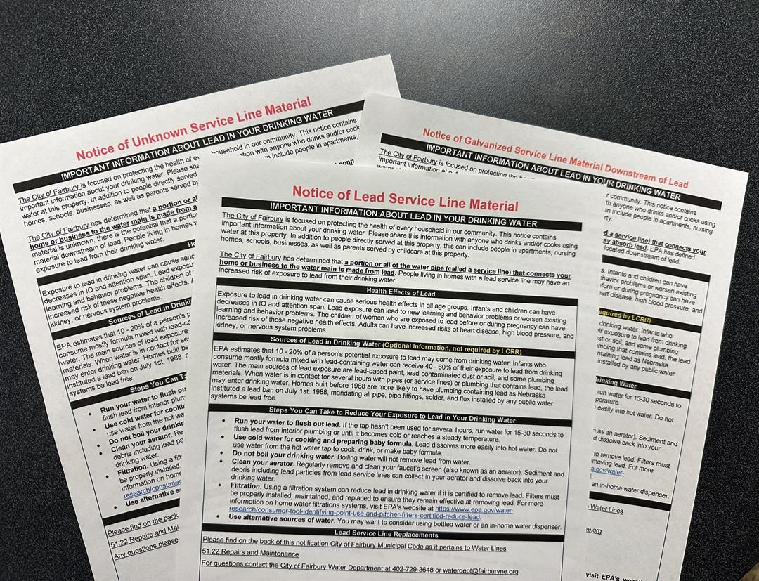 Notices of potential lead exposure were delivered to nearly 400 properties in Fairbury