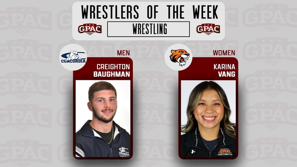 Doane's Vang named GPAC Women's Wrestler of the Week | Graphic courtesy of the GPAC