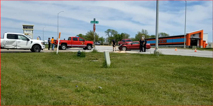 Car and pickup collide, at North 6th and Sargent