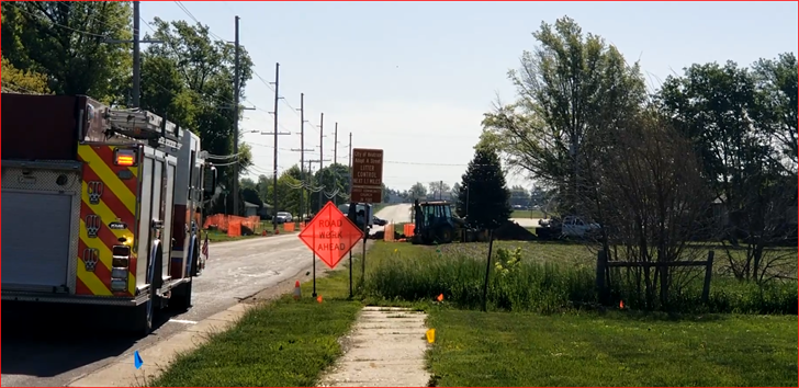 Natural gas line struck...looking east