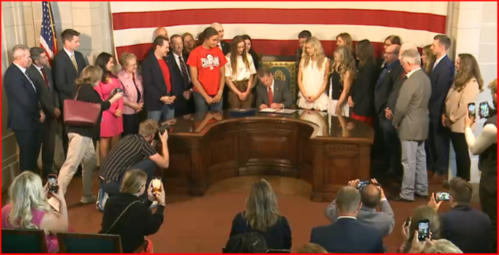 Governor Pillen signing LB 89