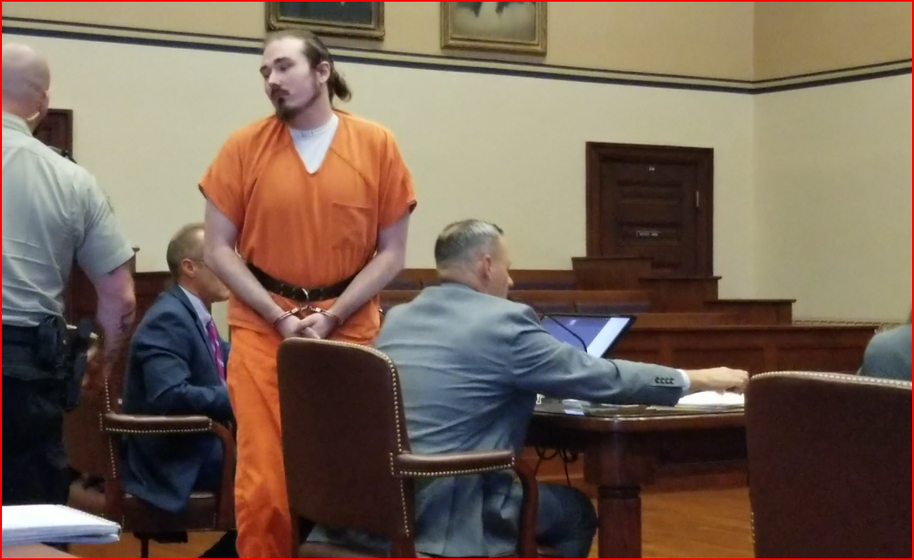 Austin Meyn leaving the courtroom following sentencing